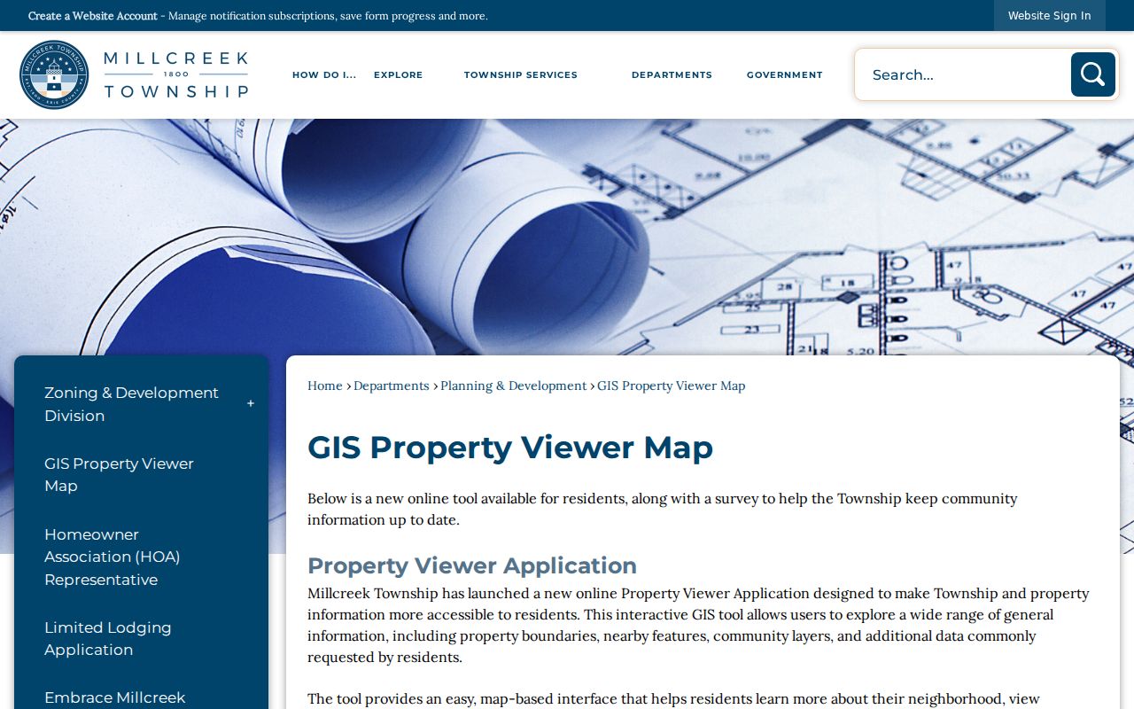 Millcreek Township residents directory GIS property viewer