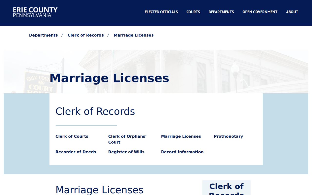 Millcreek Township resident lookup Erie County marriage license route